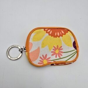 Clinique‎ Floral Print Zipper Pouch Keychain Coin Purse Cosmetic Bag